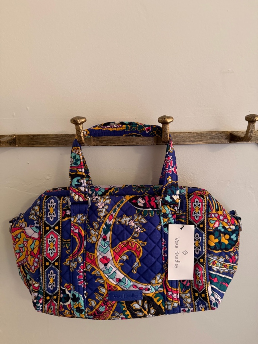 Romantic Paisley Vera Bradley Navy Multicolor Quilted Travel Bag